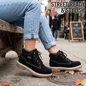 Lugz Women's Drifter LX Black Suede-Like Ankle Boots W Size 8